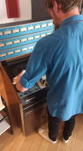 Loading a tape on a 3M 24-track recorder
